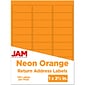 JAM Paper Laser/Inkjet Address Labels, 1 x 2 5/8, Neon Orange, 30 Labels/Sheet, 4 Sheets/Pack (354