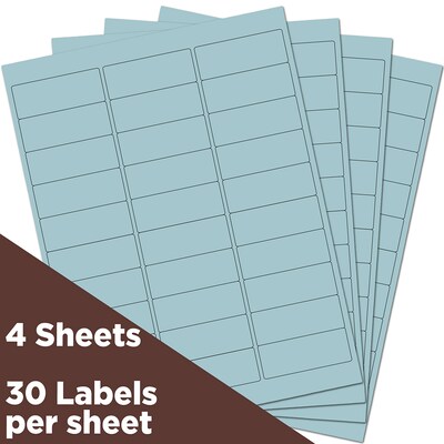 JAM Paper Laser/Inkjet Address Label, 1 x 2 5/8, Baby Blue, 30 Labels/Sheet, 4 Sheets/Pack (405289