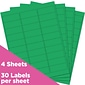 JAM Paper Laser/Inkjet Mailing Address Label, 1 x 2 5/8, Green, 30 Labels/Sheet, 4 Sheets/Pack (30