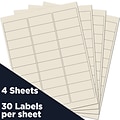 JAM Paper® Address Labels, 1 x 2 5/8, Ivory, 30 Labels/Sheet, 4 Sheets/Pack, 120 Labels/Pack (179660