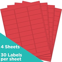 JAM Paper Laser/Inkjet Address Labels, 1 x 2 5/8, Red, 30 Labels/Sheet, 4 Sheets/Pack (4514939)