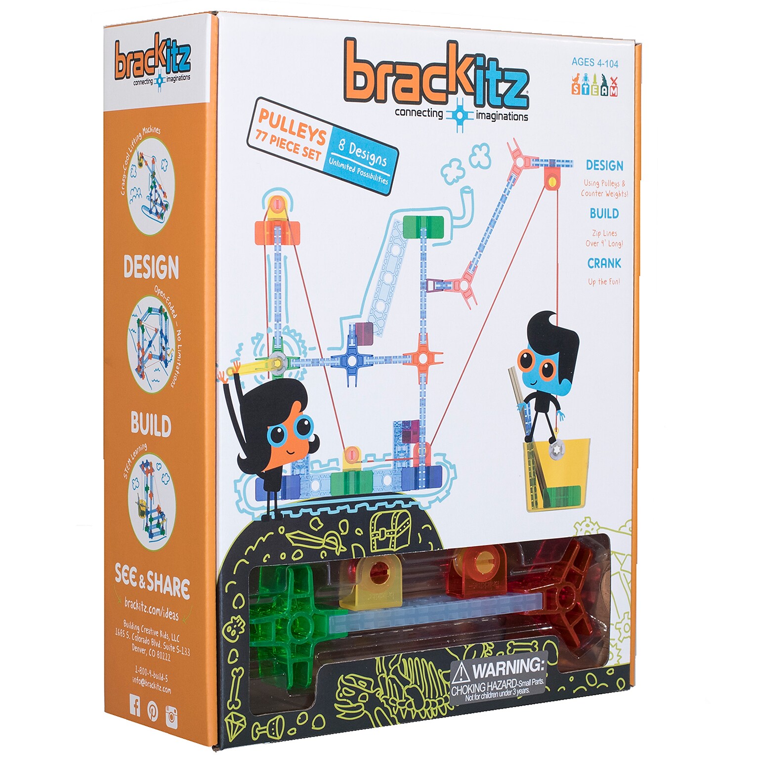 Brackitz Pulleys Building Toy Set, 77 Pieces (BKZBZ82213)