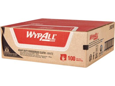 WypAll HydroKnit Heavy-Duty Fabric Foodservice Dry Cloths, White, 100/Carton (51631)