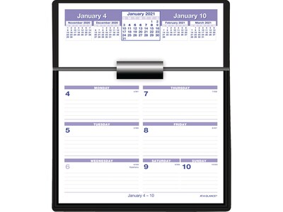 2021 AT-A-GLANCE 7 x 5.5 Desk Calendar and Base, Flip-A-Week, White/Purple/Black (SW700X-00-21)