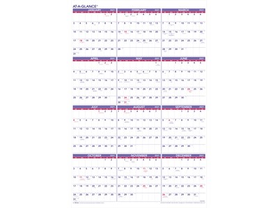 2021 AT-A-GLANCE 36 x 24 Paper Wall Calendar, White/Purple/Red (PM12-28-21)