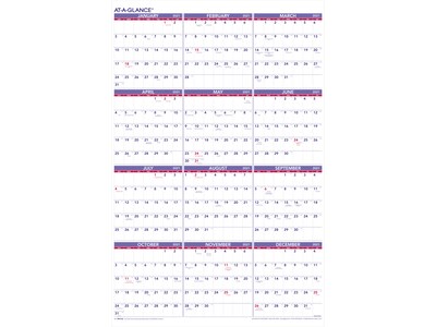 2021 AT-A-GLANCE 36 x 24 Paper Wall Calendar, White/Purple/Red (PM12-28-21)