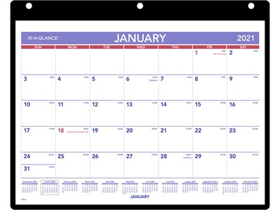2021 AT-A-GLANCE 8.25 x 11 Desk or Wall Calendar, White/Purple/Red/Black (SK8-00-21)