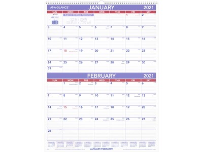 2021 AT-A-GLANCE 29 x 22 Wall Calendar, White/Purple/Red (PM9-28-21)
