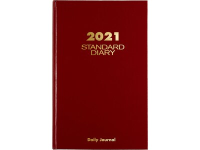 AT-A-GLANCE Standard Diary Hard Journal, 7.69 x 12.13, Red Moire (SD377-13-21)