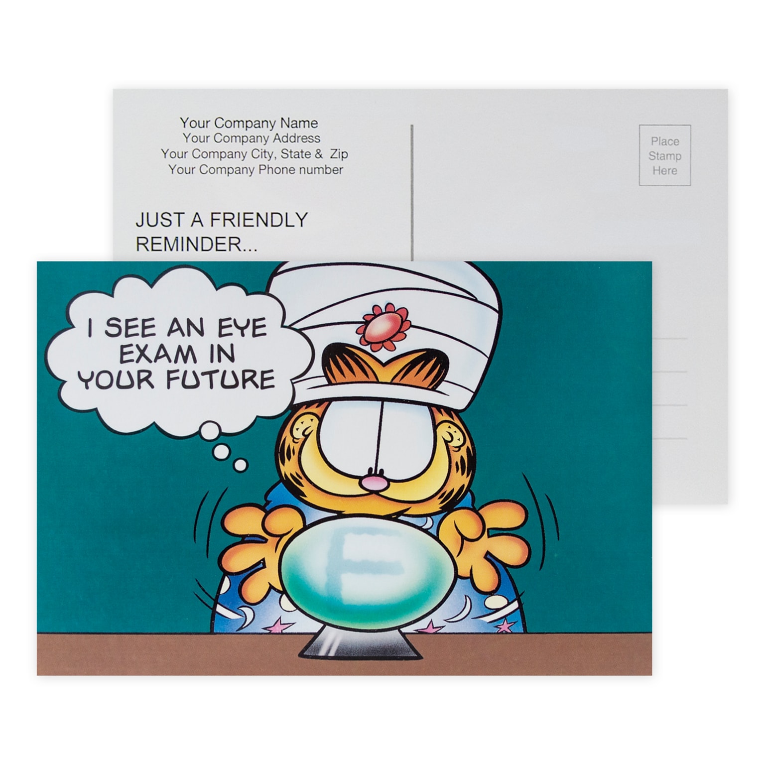 Custom Full Color Postcards, Garfield Exam in Future, 4 x 6, 12 pt. Coated Front Side Stock, Flt Print, Horiz, 2-Sided, 100/Pk