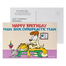 Custom Full Color Postcards, Garfield Chiro. Birthday, 4 x 6, 12 pt. Coated Front Side Stock, Flat