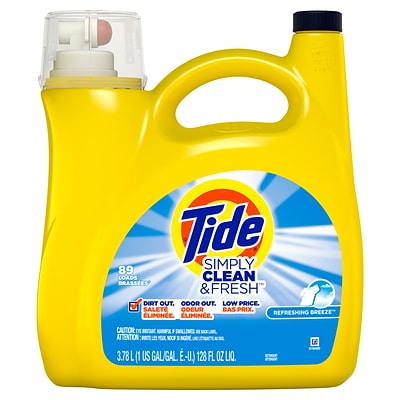 Tide Simply Clean & Fresh Liquid Laundry Detergent, Refreshing Breeze, 89 loads 128 fl oz. (89131)