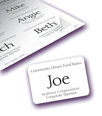 Avery Flexible Laser/Inkjet Name Badge Labels, 2 1/3" x 3 3/8", White, 400 Labels Per Pack (5395)