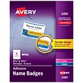 Avery Adhesive Laser/Inkjet Name Badges, 2 1/3 x 3 3/8, White, 400 Labels Per Pack (5395)