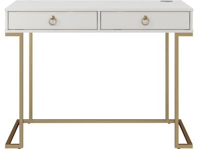 CosmoLiving by Cosmopolitan Camila 42" Writing Desk, White/Gold (1796013COM)