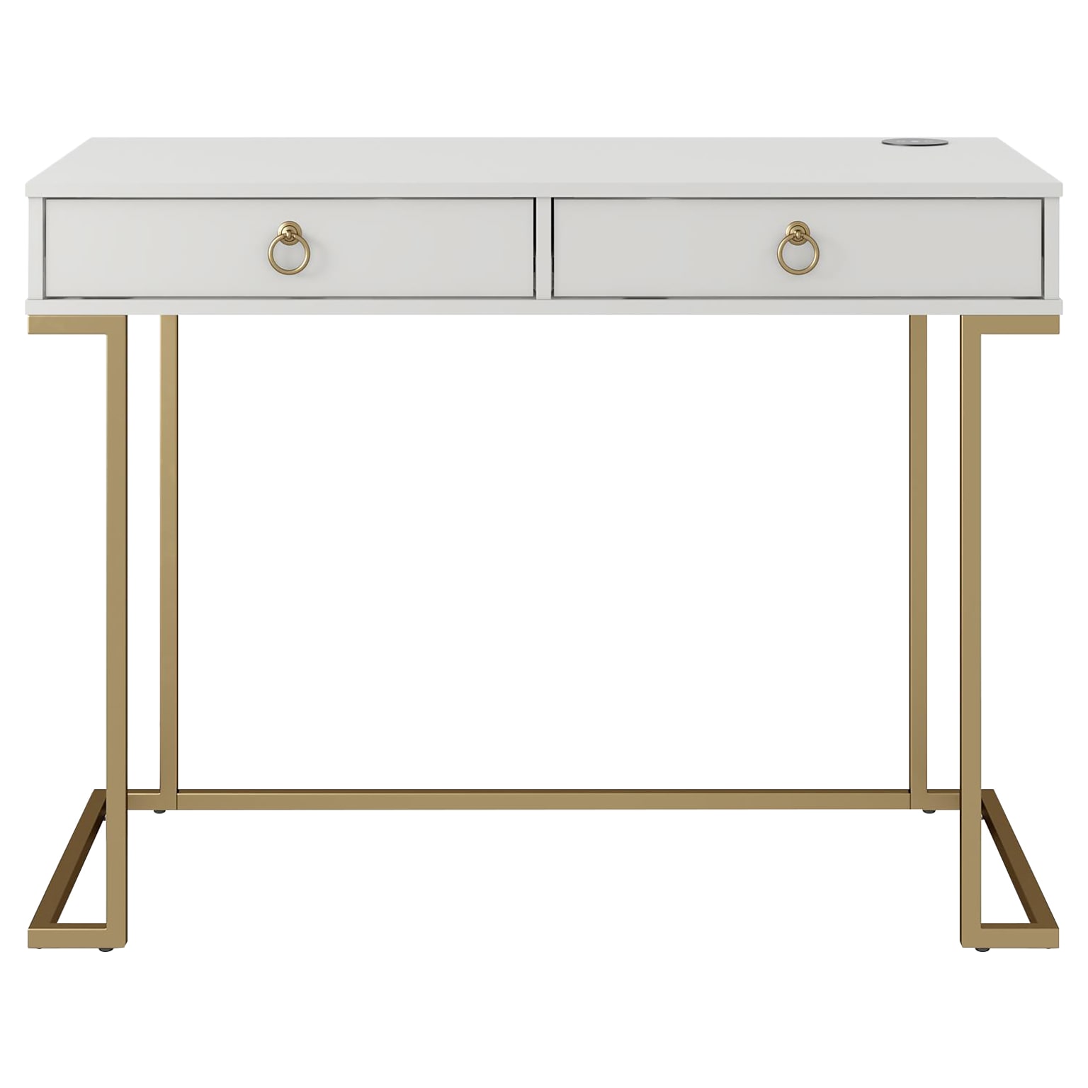 CosmoLiving by Cosmopolitan Camila 42 Writing Desk, White/Gold (1796013COM)