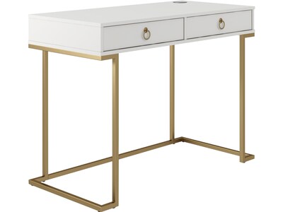 CosmoLiving by Cosmopolitan Camila 42" Writing Desk, White/Gold (1796013COM)