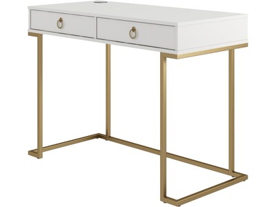 CosmoLiving by Cosmopolitan Camila 42" Writing Desk, White/Gold (1796013COM)