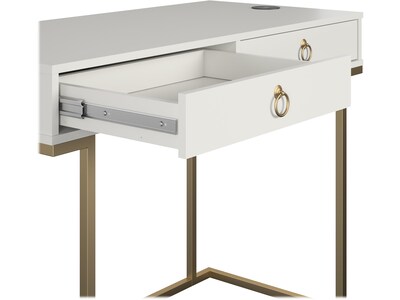 CosmoLiving by Cosmopolitan Camila 42" Writing Desk, White/Gold (1796013COM)