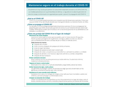 ComplyRight COVID-19 Prevention and Stress Management Handout, Spanish, 25/Pack (N0097PK25)