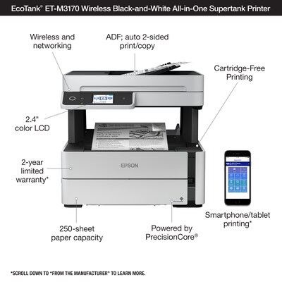 Epson EcoTank ET-M3170 Wireless Monochrome All-in-One SuperTank Printer