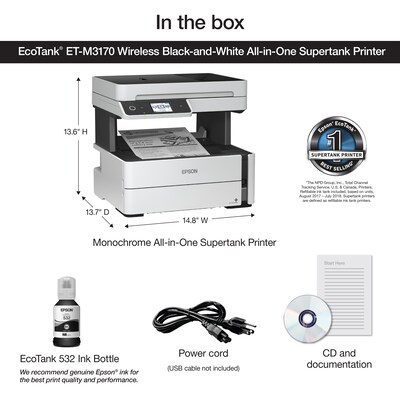 Epson EcoTank ET-M3170 Wireless Monochrome All-in-One SuperTank Printer