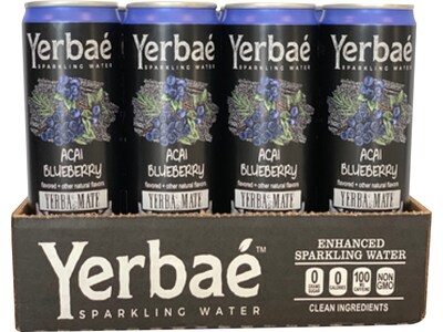 Yerbae Enhanced Sparkling Water, Acai Blueberry, 12 Fl. oz., 12/Carton (853156007245)