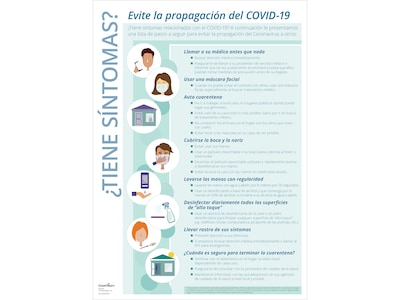 ComplyRight Stop COVID-19 Transmission Poster, Spanish, 10 x 14, Teal/White (N0108)