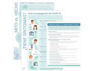 ComplyRight COVID-19 Employee Preparedness Poster Kit, Spanish, 10 x 14, Teal/White (N0100)