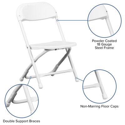 Flash Furniture Kids Plastic Armless Folding Chair, White, 10/Pack (10YKIDWH)