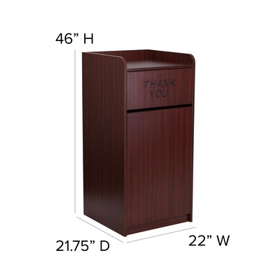 Flash Furniture Wood Tray Top Trash Can, Mahogany