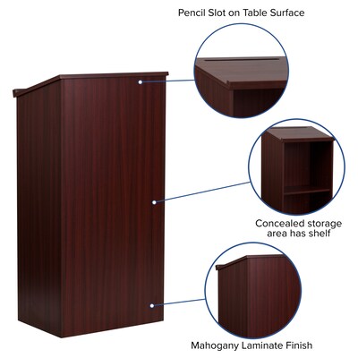 Flash Furniture 45.75H" Floor Lectern, Mahogany (MT-M8830-LECT-MAH-GG)