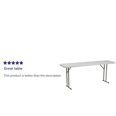 Flash Furniture Kathryn Folding Table, 70.8" x 18", Granite White (RB1872)