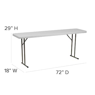 Flash Furniture Kathryn Folding Table, 70.8" x 18", Granite White (RB1872)