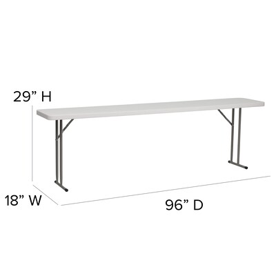 Flash Furniture Kathryn Folding Table, 96" x 18", Granite White (RB1896)