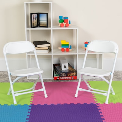 Flash Furniture Kids Plastic Armless Folding Chair, White, 10/Pack (10YKIDWH)