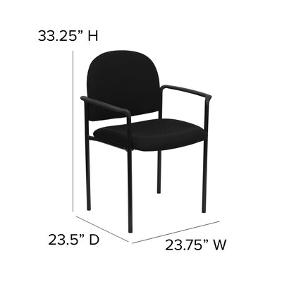 Flash Furniture Tiffany Fabric Stackable Side Reception Chair with Arms, Black (BT5161BK)