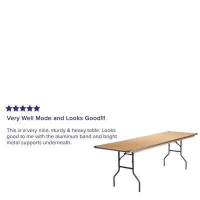 Flash Furniture Fielder Folding Table, 96" x 30", Birchwood (XA3096BIRCHM)