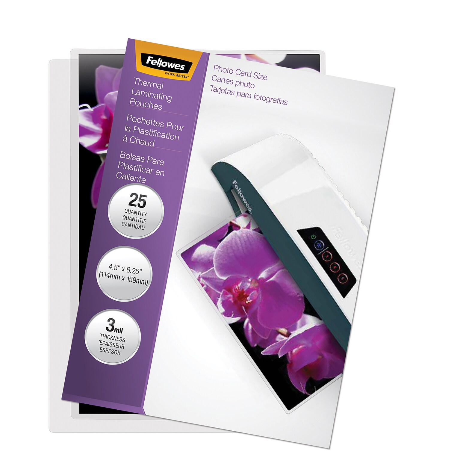 Fellowes Thermal Laminating Pouches, Photo, 3 Mil, 25/Pack (5208301)