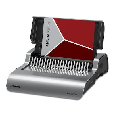 Fellowes Quasar-E Comb Binding Machine, 500 Sheet Capacity, Metallic Silver/Black (5216901)