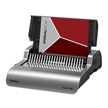 Fellowes Quasar-E Comb Binding Machine, 500 Sheet Capacity, Metallic Silver/Black (5216901)