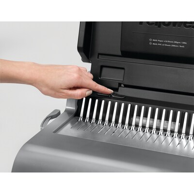 Fellowes Quasar-E Comb Binding Machine, 500 Sheet Capacity, Metallic Silver/Black (5216901)