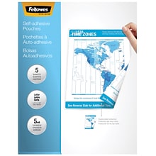 Fellowes Self Sealing Laminating Pouches, Letter Size, 5 Mil, 5/Pack (52205)