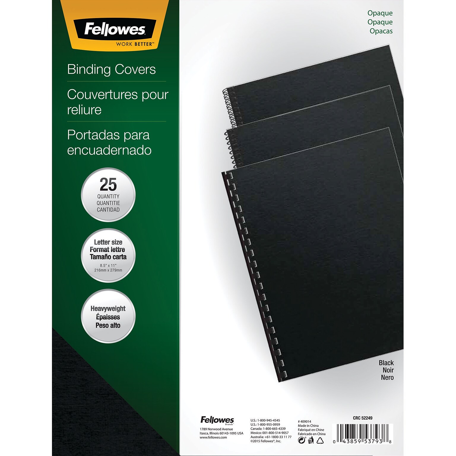 Fellowes Futura Presentation Covers, 8.5W x 11H, Black, 25 Pack (5224901)