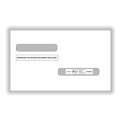ComplyRight Double-Window Envelopes For W-2 (5216)/1099-R (5175) Tax Forms, Moisture-Seal, 100/Pack