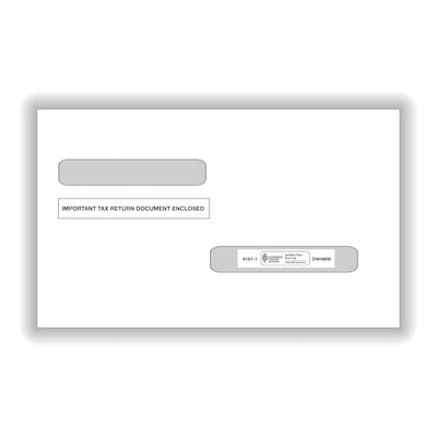 ComplyRight Double-Window Envelopes For W-2 (5216)/1099-R (5175) Tax Forms, Moisture-Seal, 100/Pack