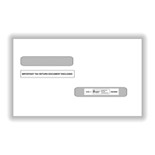 ComplyRight Double-Window Envelopes For W-2 (5216)/1099-R (5175) Tax Forms, Moisture-Seal, 100/Pack