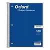 Oxford 3-Subject Notebook, 8 x 10 1/2, Wide Ruled, 120 Sheets, Assorted Colors (65012)