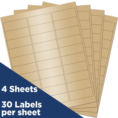 JAM Paper Laser/Inkjet Address Labels, 1" x 2 5/8", Gold Metallic, 120 Labels/Pack (40732537)