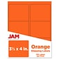JAM Paper Laser/Inkjet Address Label, 4" x 3 3/8", Orange, 6 Labels/Sheet, 12 Sheets/Pack (302725786)